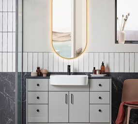 Oppio ELLIPS - 40x75 CM ( GOUD ) Toilet / Badkamerspiegel met verlichting