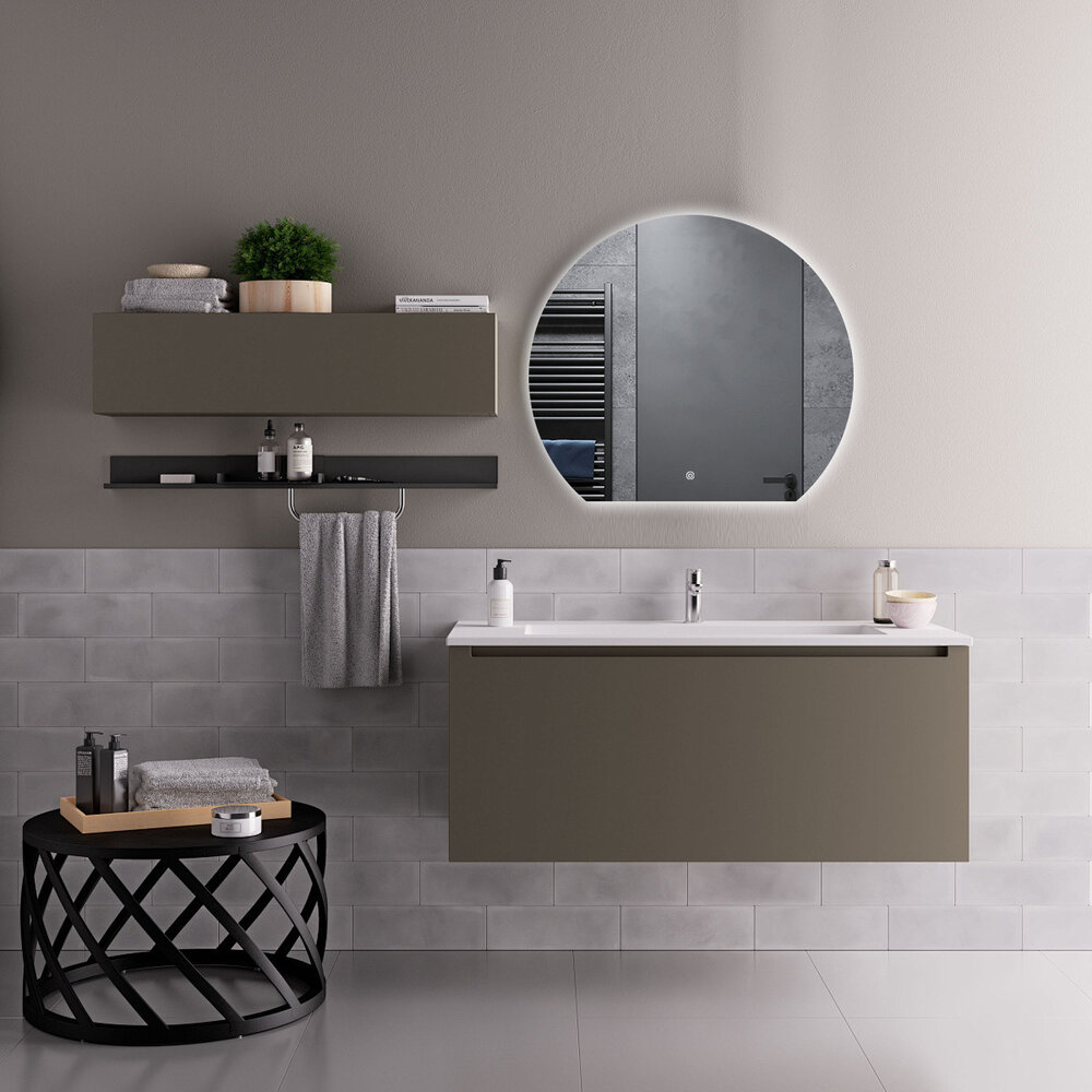 Oppio DECO - 120 CM ( Randloos ) Halfrond Badkamerspiegel met verlichting