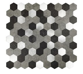 Oppio Grijs-Zwart MIX HEXAGON - Zelfklevend Mozaiek 288x280x4mm Oppio Grijs-Zwart MIX HEXAGON - Zelfklevend Mozaiek 288x280x4mm