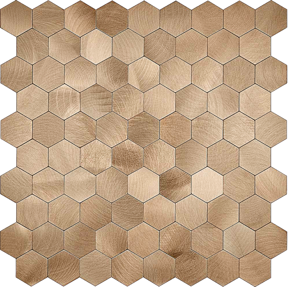 Oppio Geborsteld Brons HEXAGON - Zelfklevend Mozaiek 291x286x4mm