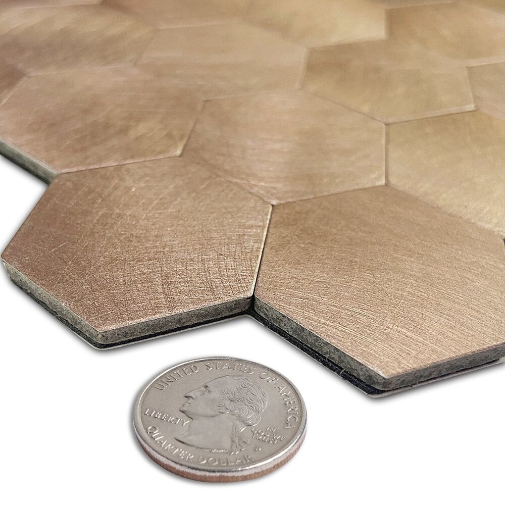 Oppio Geborsteld Brons HEXAGON - Zelfklevend Mozaiek 291x286x4mm