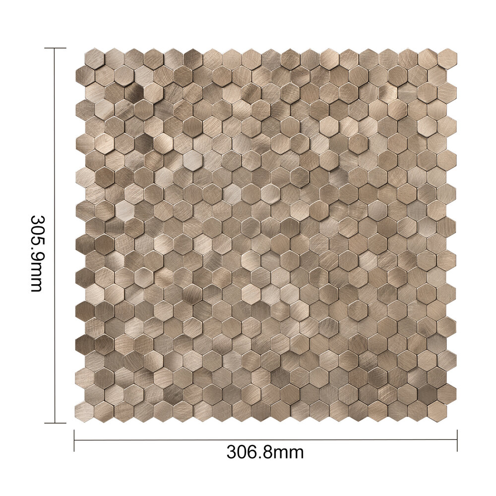 Oppio Geborsteld MINI Hexagon Bronce - Zelfklevend Mozaiek 308x298x4mm Oppio Geborsteld MINI Hexagon Bronce - Zelfklevend Mozaiek 308x298x4mm