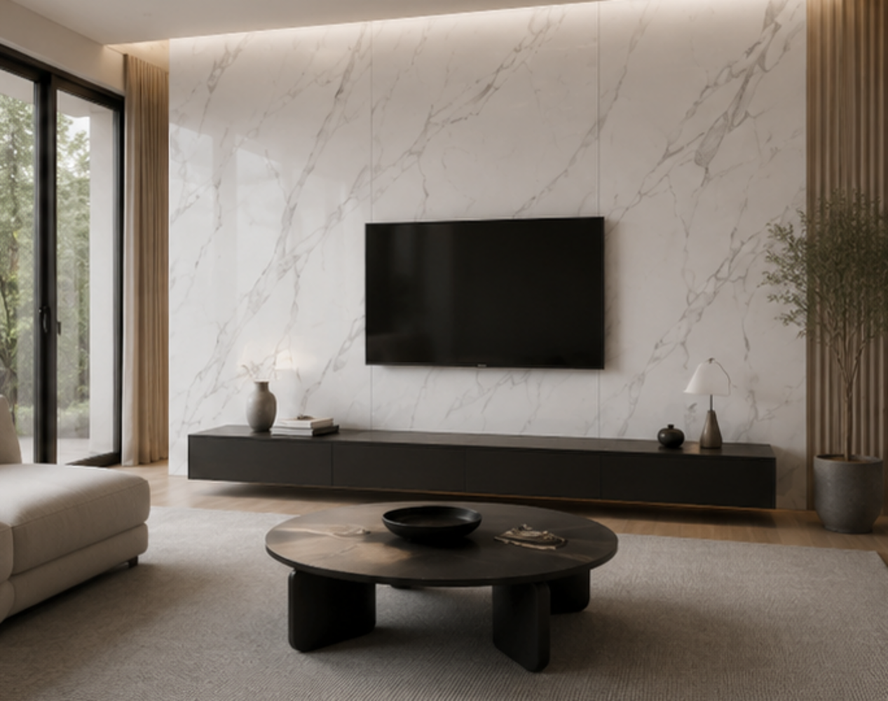 Oppio €37 PER PANEEL - 120x280x0,3 cm - PVC Wandpaneel Calacatta Marmer Wit / Grijs Hoogglans