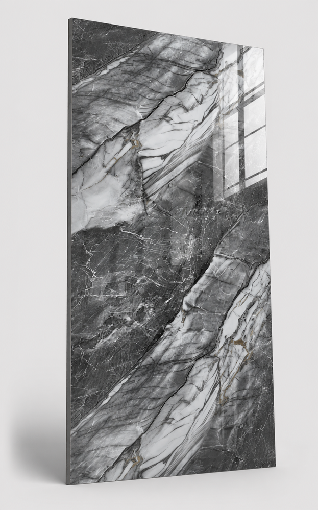 Oppio €37 PER PANEEL - 120x280x0,3 cm - PVC Wandpaneel Grijs Steen Marmerlook Hoogglans Oppio €37 PER PANEEL - 120x280x0,3 cm - PVC Wandpaneel Grijs Steen Marmerlook Hoogglans