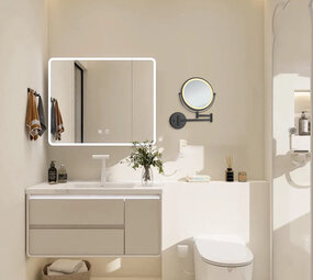 Oppio COSMO make-up spiegel (ZWART) Toilet / Badkamerspiegel met verlichting