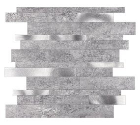Oppio Grijs-Zilver Natuursteen ALU Wildverband - Zelfklevend Mozaiek 303x298x4mm