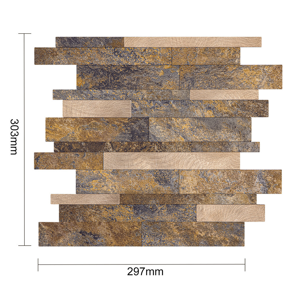Oppio Taupe Natuursteen Wildverband - Zelfklevend Mozaiek 303x298x4mm