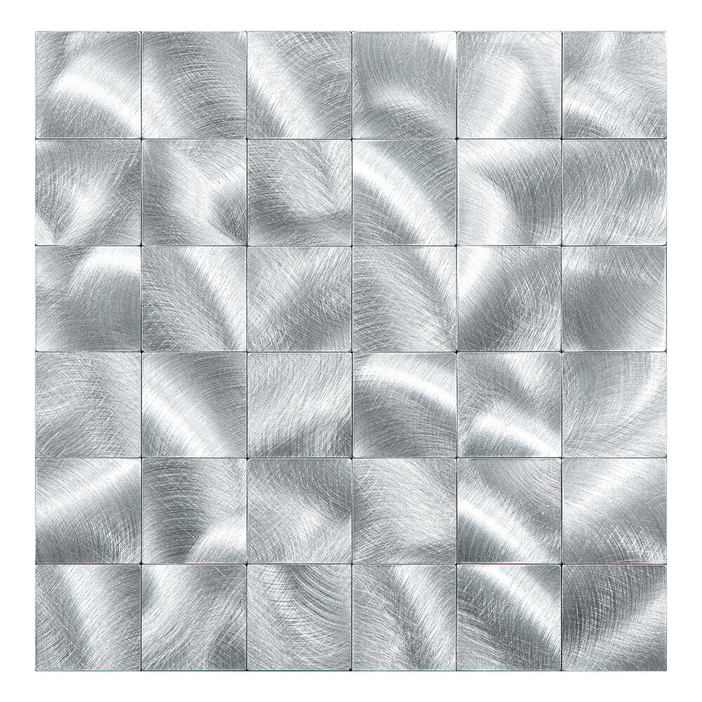Oppio XL Geborsteld Zilver - Grote blokken - Zelfklevend Mozaiek 305x305x4mm Oppio XL Geborsteld Zilver - Grote blokken - Zelfklevend Mozaiek 305x305x4mm