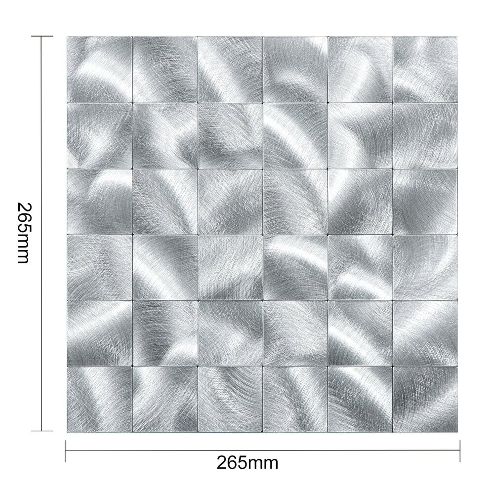 Oppio XL Geborsteld Zilver - Grote blokken - Zelfklevend Mozaiek 305x305x4mm Oppio XL Geborsteld Zilver - Grote blokken - Zelfklevend Mozaiek 305x305x4mm