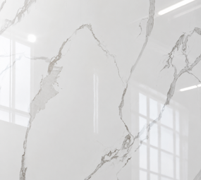 Oppio €37 PER PANEEL - 120x280x0,3 cm - PVC Wandpaneel Calacatta Marmer Wit / Grijs Hoogglans