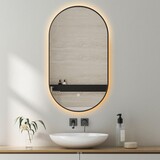 Oppio ELLIPS - 50x100 CM ( ZWART ) Toilet / Badkamerspiegel met verlichting