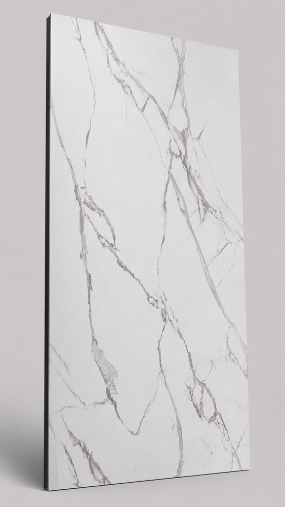 Oppio €54 PER PANEEL - 120x280x0,3 cm - PVC Wandpaneel MAT Calacatta Marmer Wit / Grijs