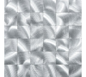 Oppio XL Geborsteld Zilver - Grote blokken - Zelfklevend Mozaiek 305x305x4mm