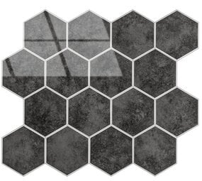 Oppio Antraciet Marble  Hexagon - Zelfklevende Mozaïek 29.2x25.4x3.3 mm