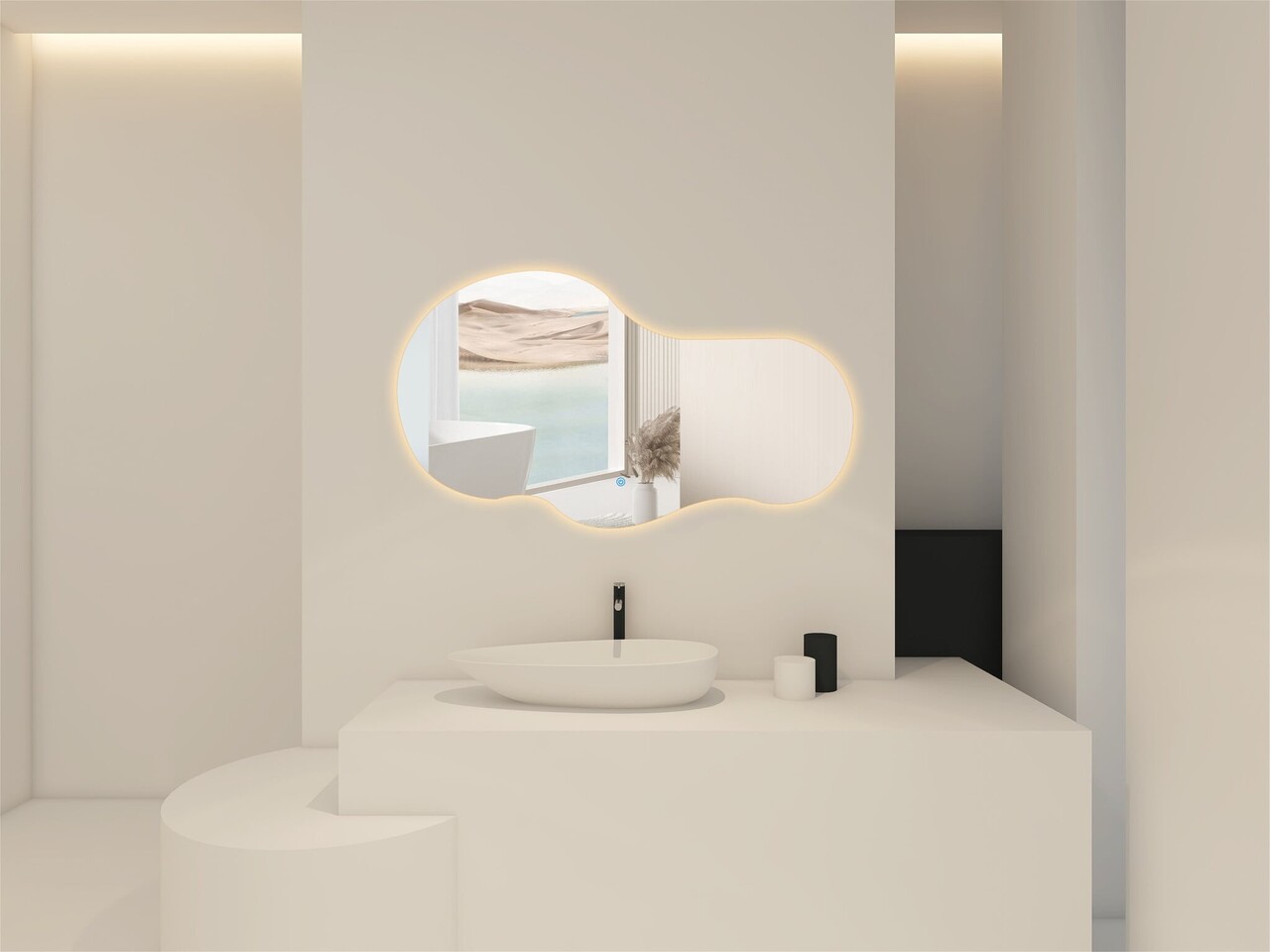 Oppio NEBULA – 100 CM ( Randloos ) Toilet / Badkamerspiegel met verlichting