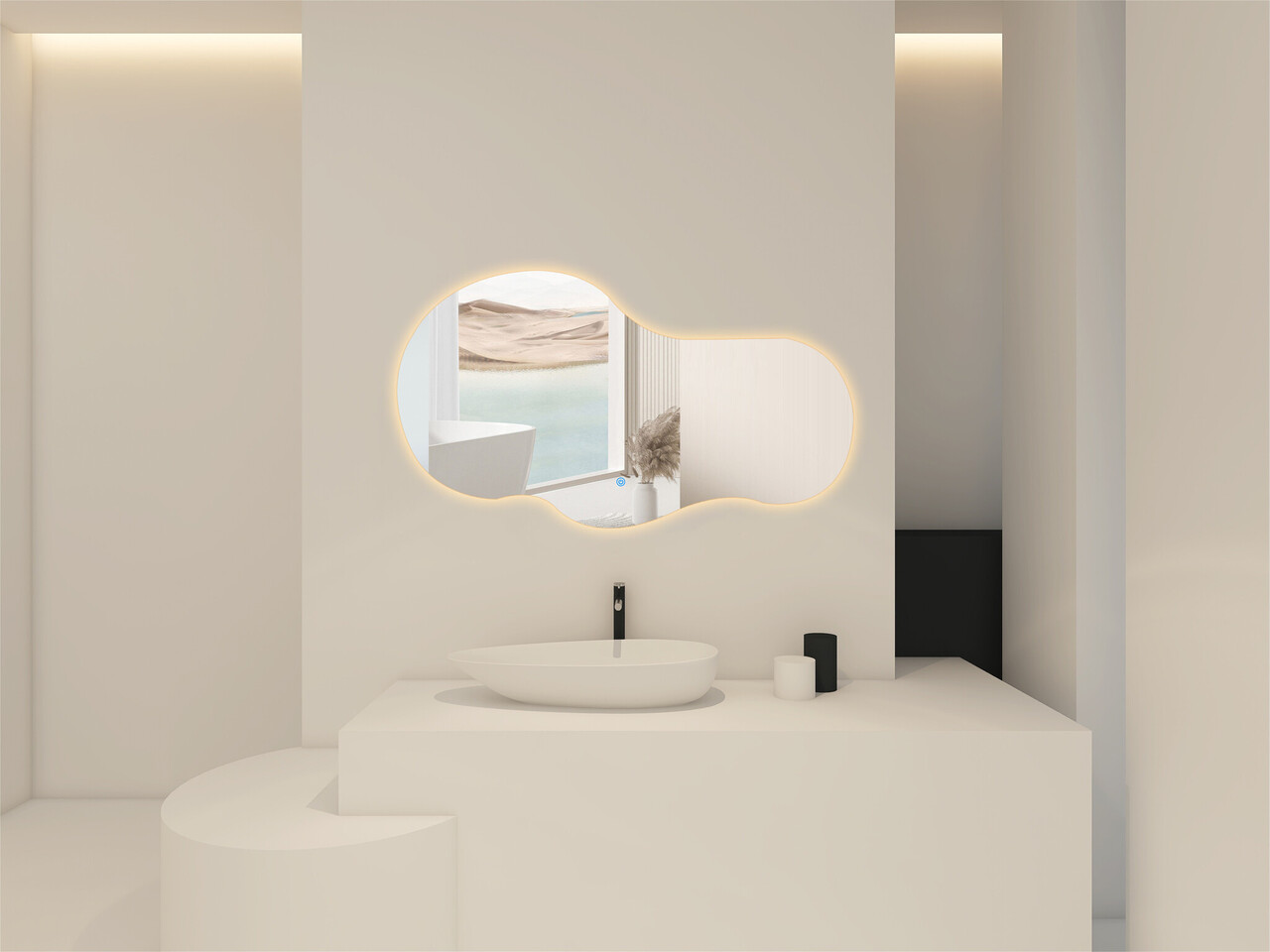 Oppio NEBULA – 80 CM ( Randloos ) Toilet / Badkamerspiegel met verlichting