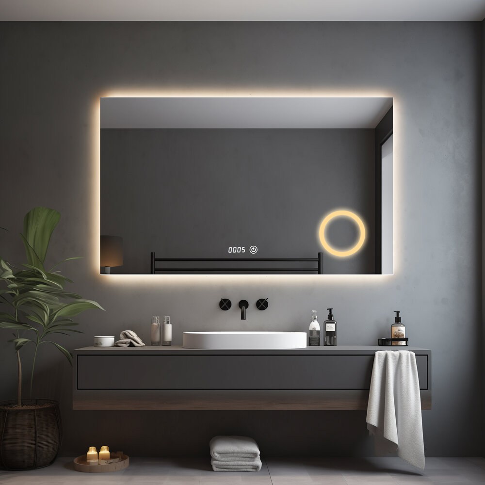 Oppio PRIMAR Vierkant 100×60 (RANDLOOS) Badkamerspiegel met verlichting
