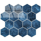 Oppio BLUE MARBLE Hexagon - Zelfklevende Mozaïek 29.2x25.4x3.3 mm