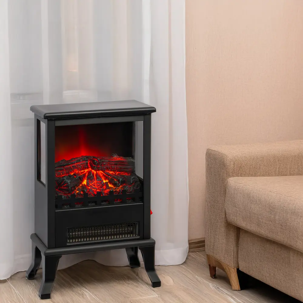 Oppio Milano Black Vrijstaande Elektrische Sfeerhaard – Compact & Stijlvol