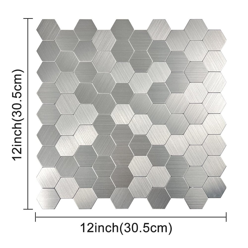 Oppio Geborsteld Zilver HEXAGON - Zelfklevend Mozaiek 291x286x4mm
