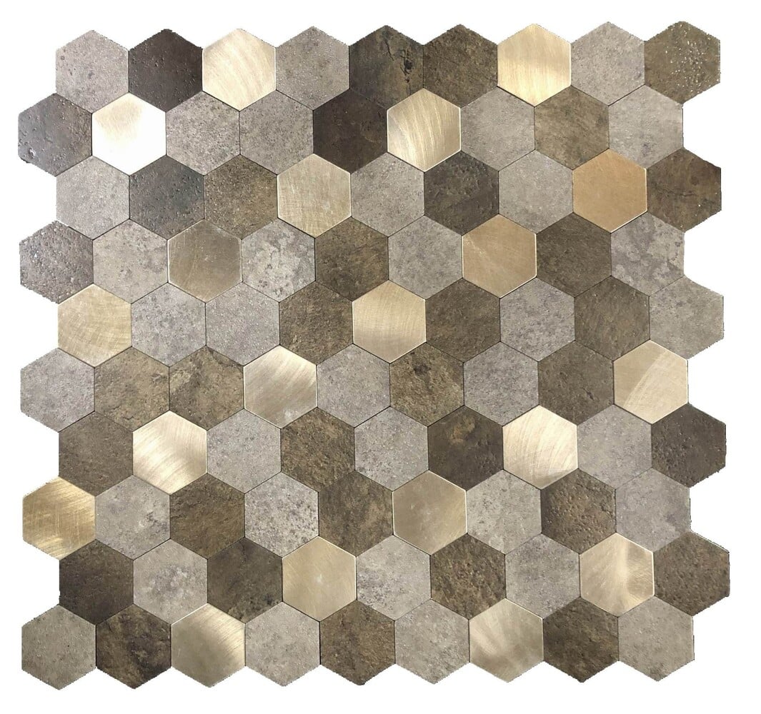 Oppio Bruin-Koper MIX HEXAGON - Zelfklevend Mozaiek 288x280x4mm Oppio Bruin-Koper MIX HEXAGON - Zelfklevend Mozaiek 288x280x4mm