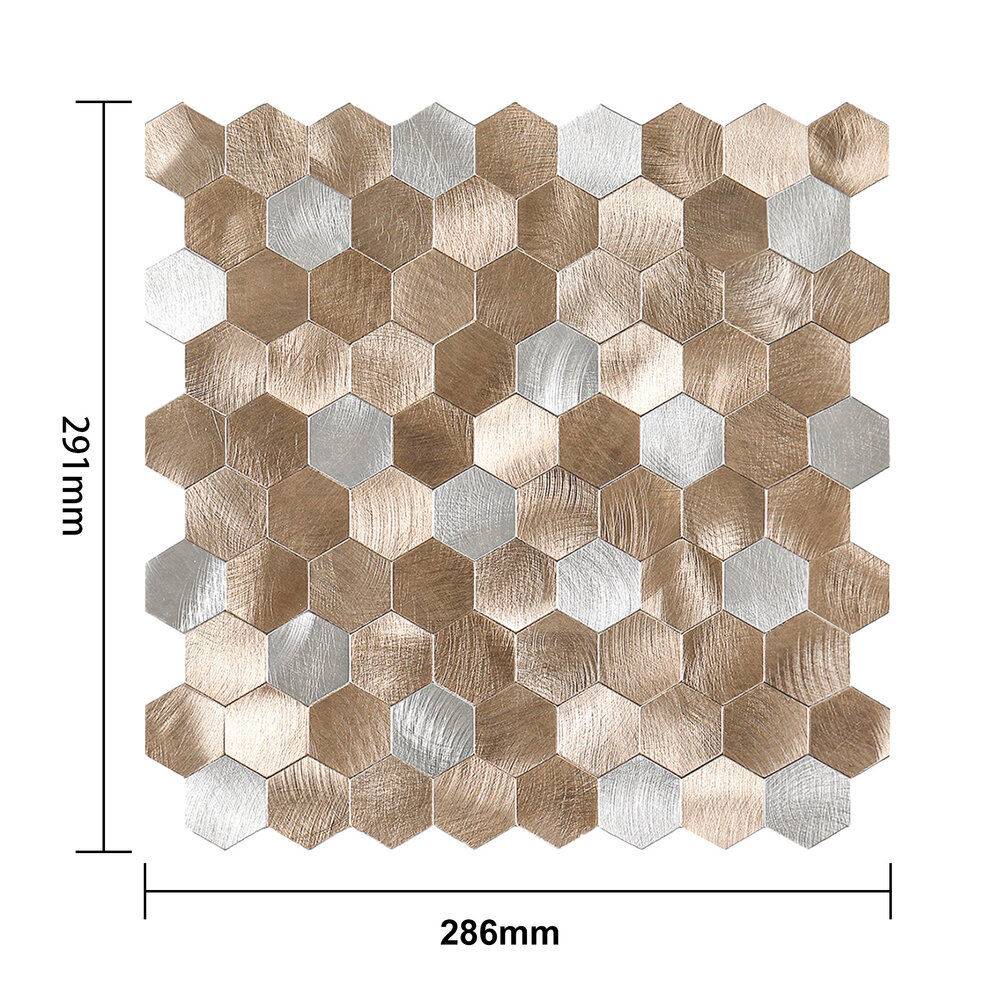 Oppio Geborsteld Zilver - Bronce MIX HEXAGON - Zelfklevend Mozaiek 291x286x4mm