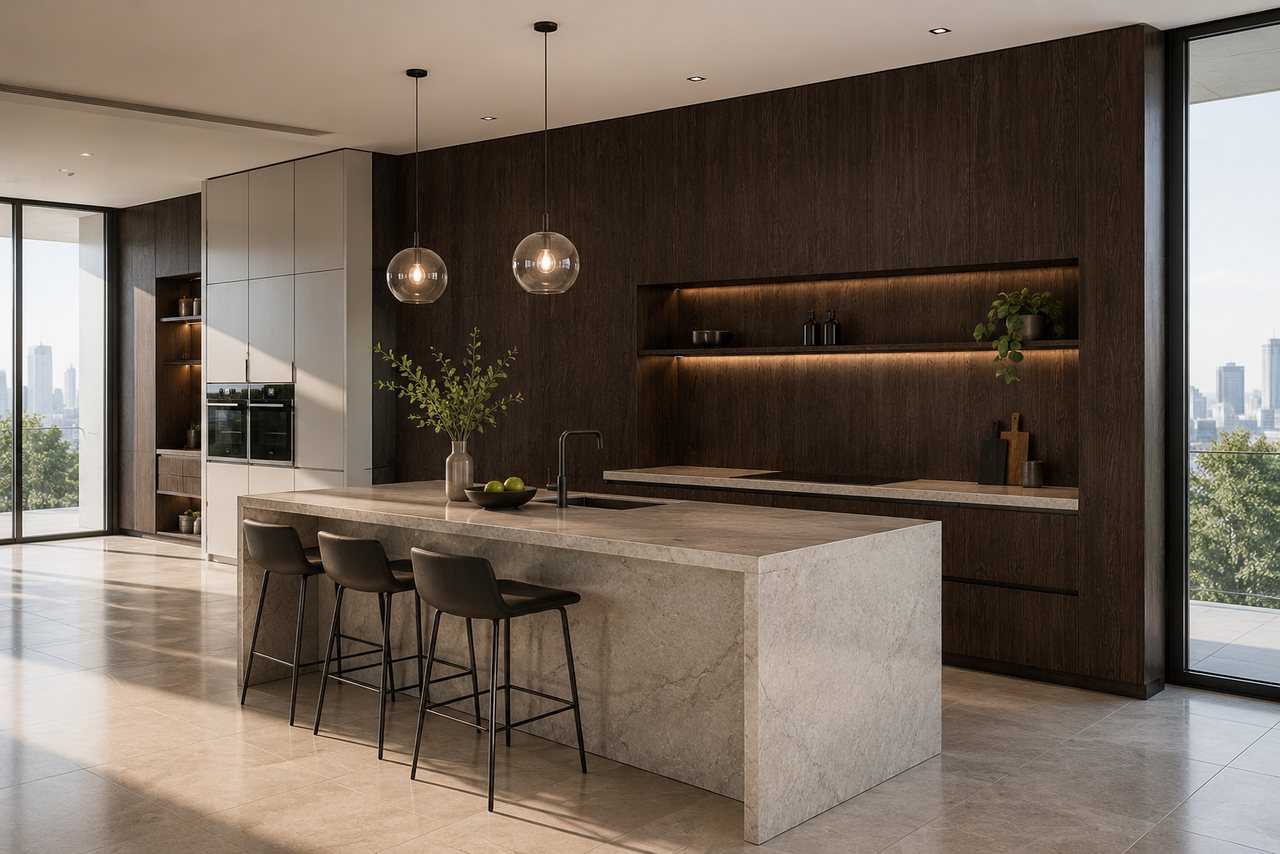 Oppio 120x280x0.8 cm - Houten Wandpaneel Graphite Grain - MES  & GROEF