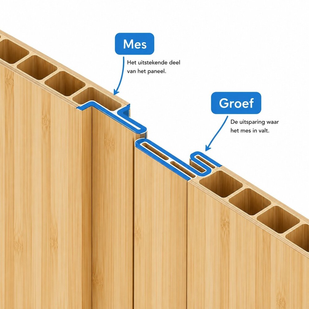 Oppio 120x280x0.8 cm - Houten Wandpaneel Graphite Grain - MES  & GROEF