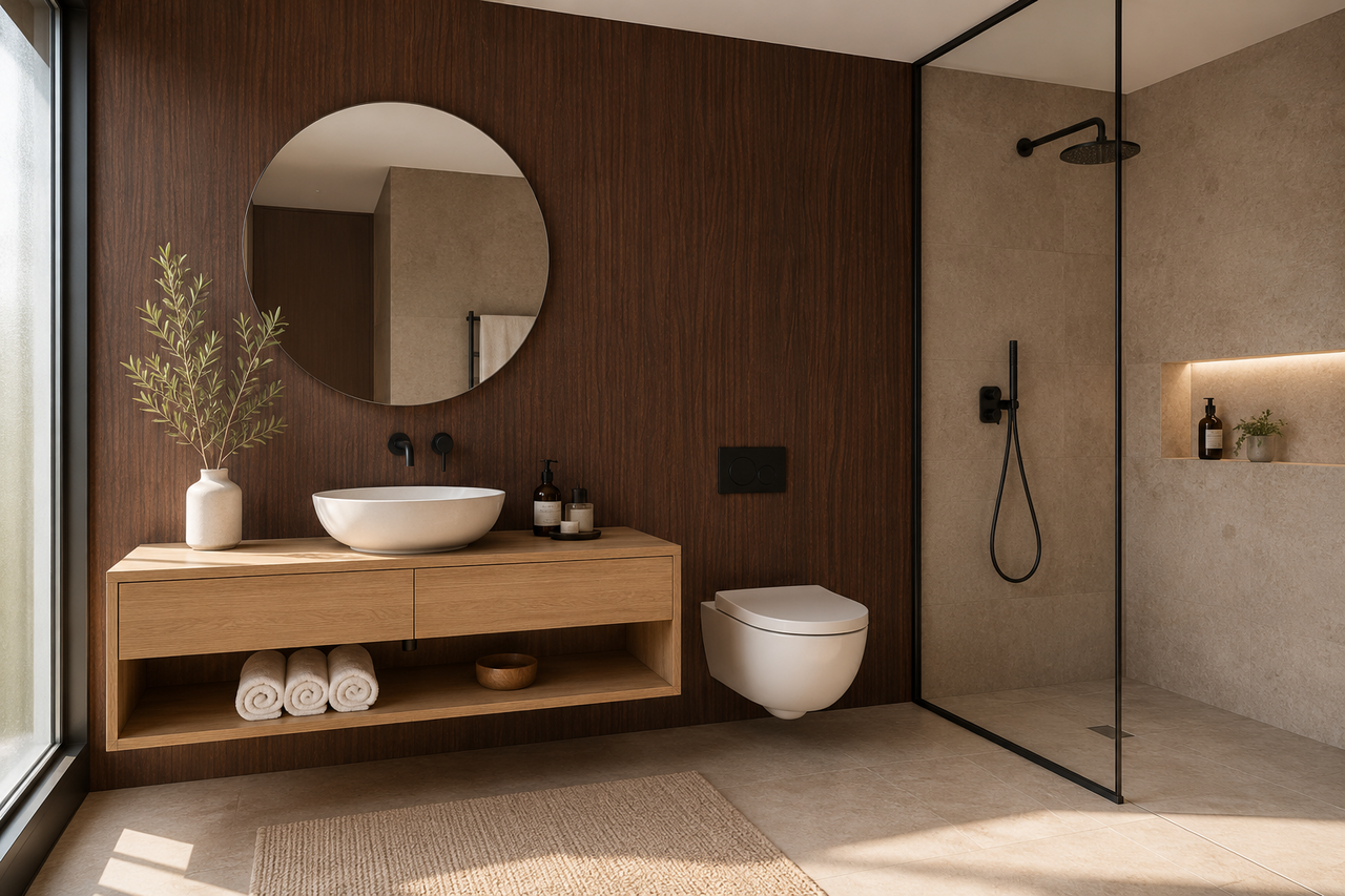 Oppio 120x280x0.8 cm - Houten Wandpaneel SMOKED AMBER - MES  & GROEF