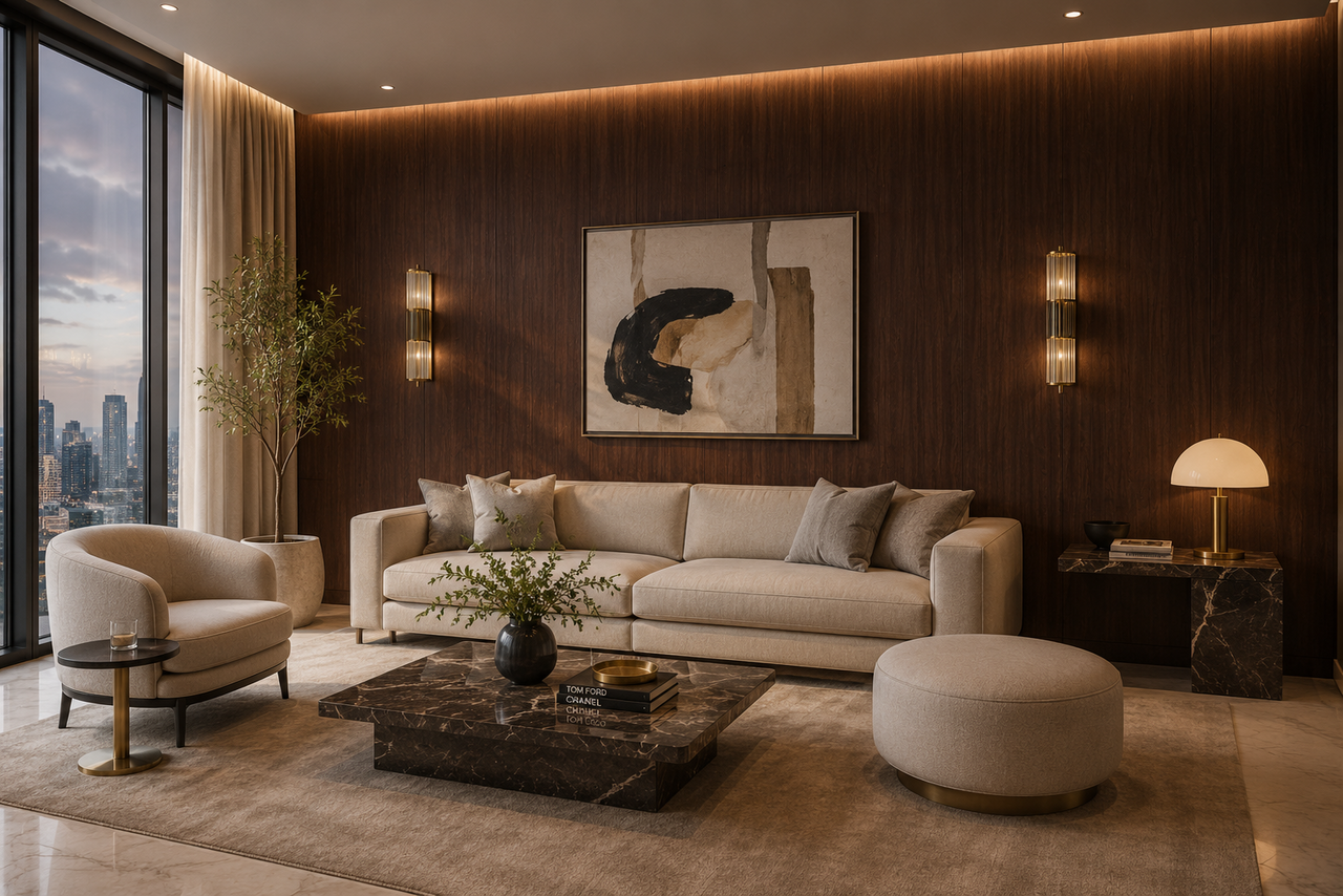 Oppio 120x280x0.8 cm - Houten Wandpaneel SMOKED AMBER - MES  & GROEF
