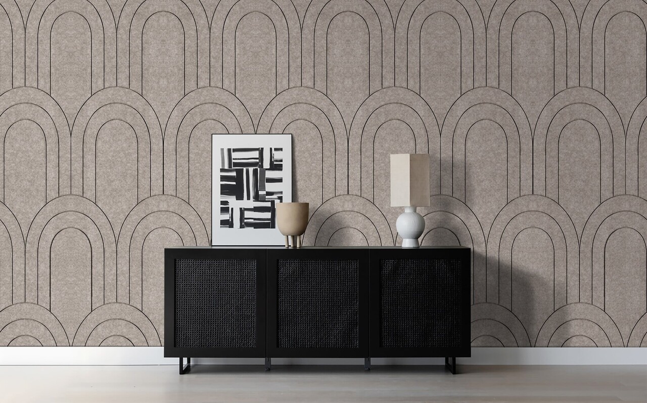 Oppio OPPIO Viltpaneel TAUPE - BAROK - 60x280 cm - Brandvertragend & Geluiddempend
