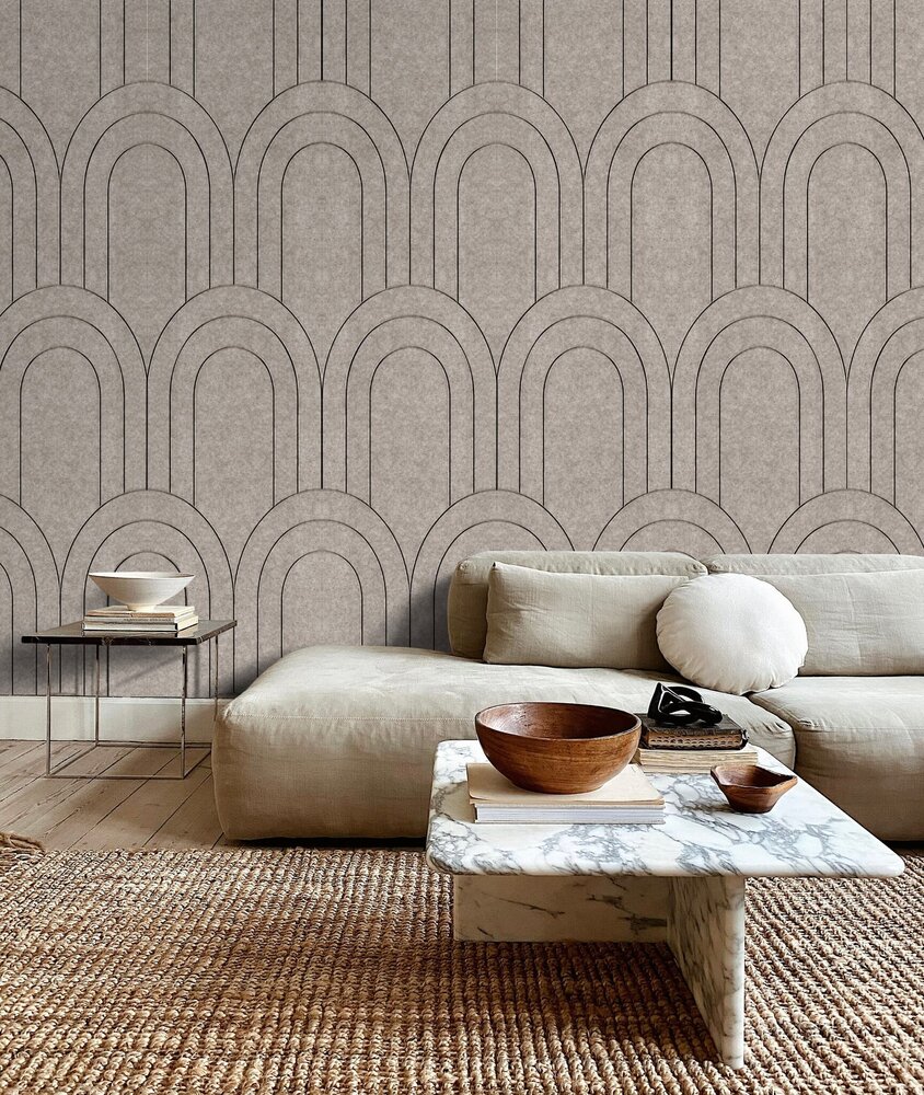 Oppio OPPIO Viltpaneel TAUPE - BAROK - 60x280 cm - Brandvertragend & Geluiddempend