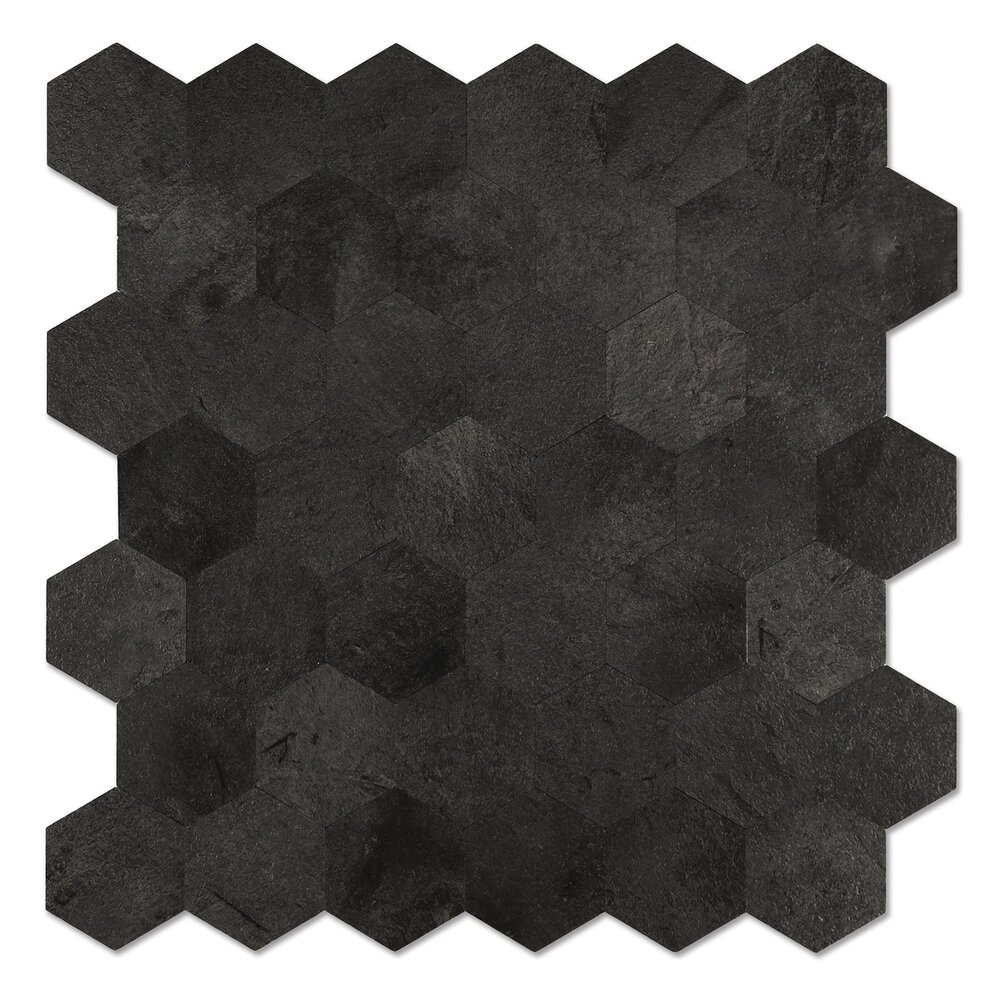 Oppio XL Antraciet Leisteen HEXAGON - Zelfklevend Mozaïek  290x288mm