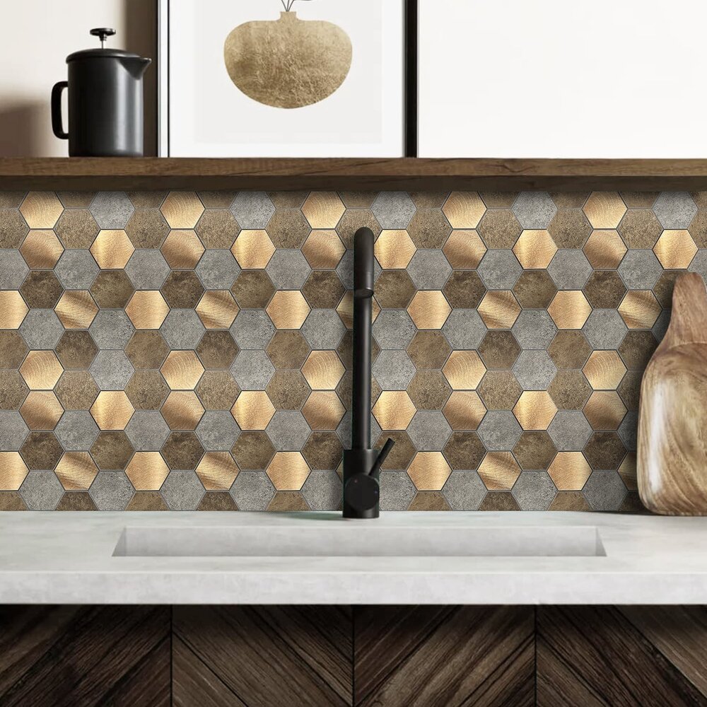 Oppio Koper XL Taupe Grijs HEXAGON  - Zelfklevend Mozaiek 29.2x25.4x4mm