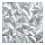 Oppio XL Geborsteld Zilver - Grote blokken - Zelfklevend Mozaiek 305x305x4mm