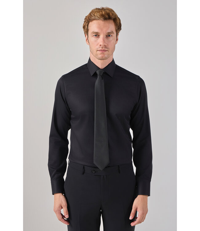 Actual Amsterdam OVERHEMD NON IRON SATIN 25-001 BLACK
