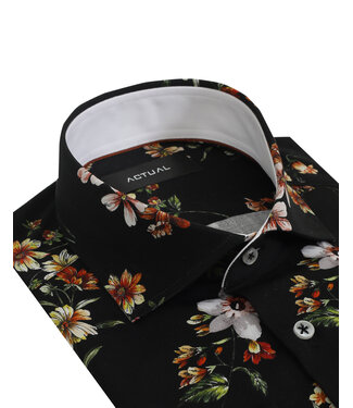 Actual Amsterdam OVERHEMD SATIN PRINT 25-037 BLACK