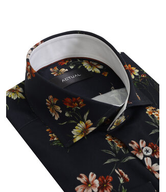 Actual Amsterdam OVERHEMD SATIN PRINT 25-035 NAVY