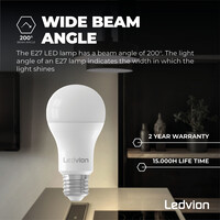Ledvion E27 LED Bulb - 8.8W - 2700K - Warm White - 806 Lumen - GLS / A60