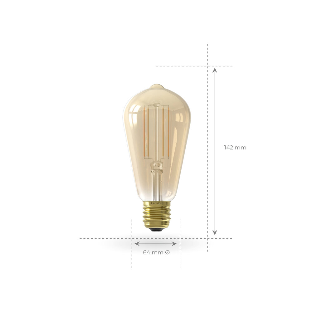 Ledvion E27 Edison LED Bulb - 4.5W - 2100K - Warm White - Dimmable