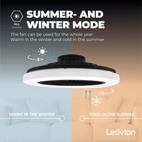 Ledvion LED Ceiling Fan With Lights - Dimmable - Smart - Modern - Black - With Remote Control