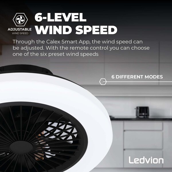 Ledvion LED Ceiling Fan With Lights - Dimmable - Smart - Modern - Black - With Remote Control