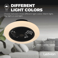 Ledvion LED Ceiling Fan With Lights - Dimmable - Smart - Modern - Black - With Remote Control