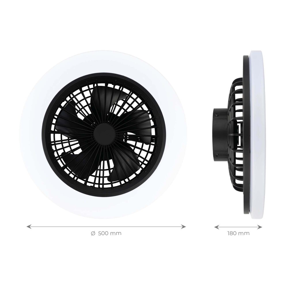 Ledvion LED Ceiling Fan With Lights - Dimmable - Smart - Modern - Black - With Remote Control
