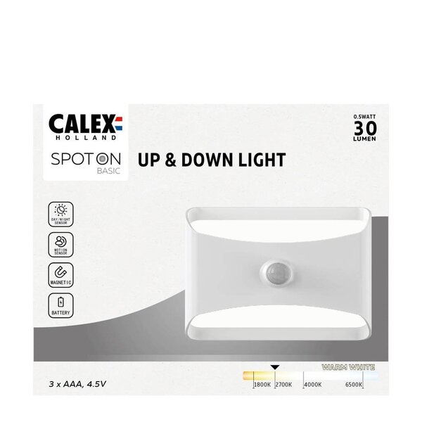 Calex Calex Wireless LED Wall Light Up & Down with Sensor - 2700K - Battery
