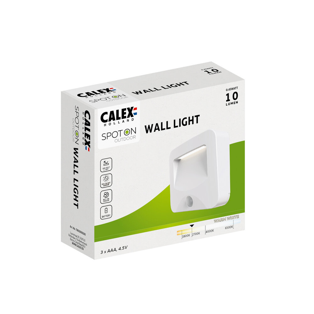 Calex Calex Wireless LED Wall Light with Sensor - 2700K - IP44 - Battery