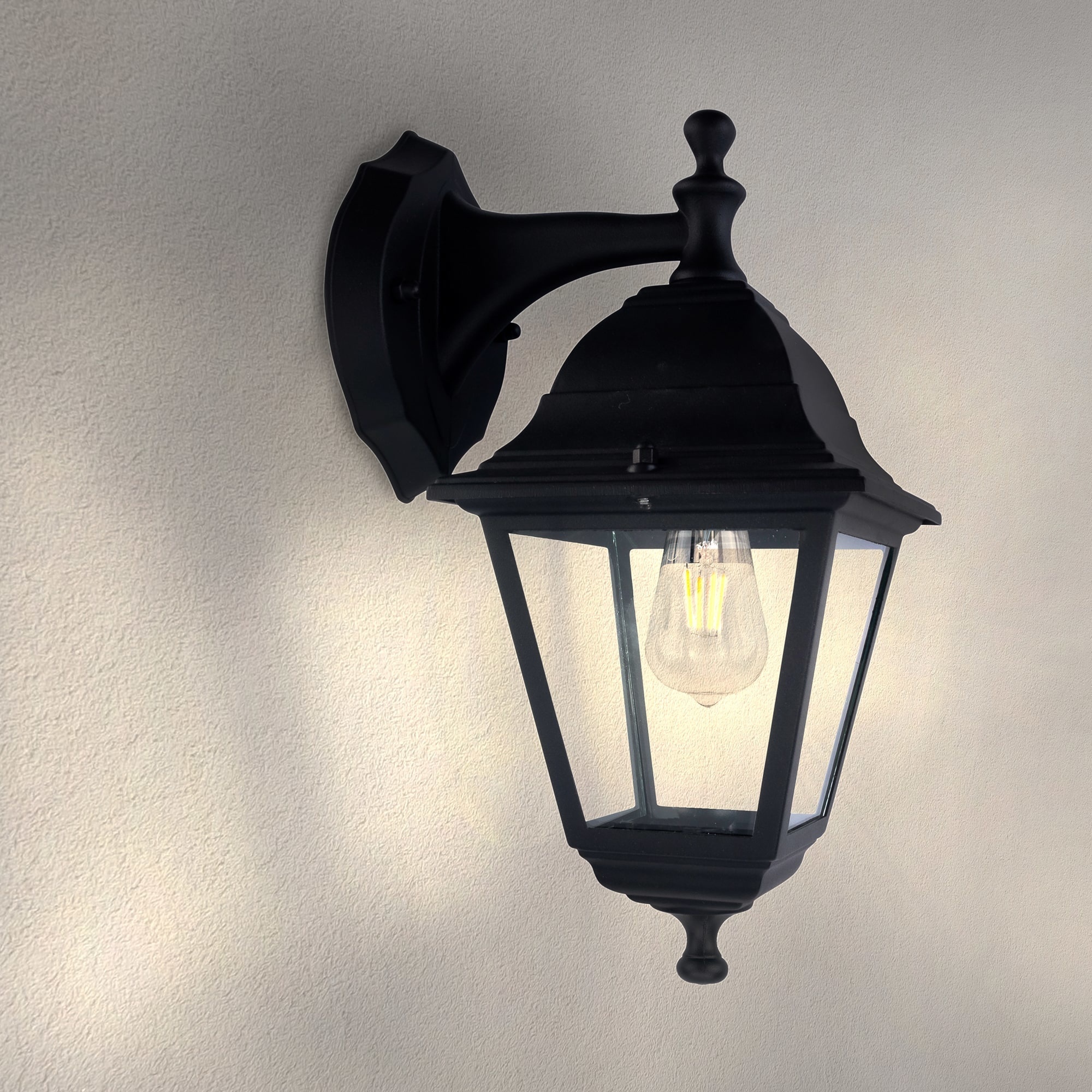LED Outdoor Wall Light - E27 - Waterproof - Black - Lantern - Vintage - Size S - Dimmable