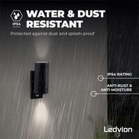 Ledvion LED Outdoor Wall Light with PIR Sensor - GU10 - Waterproof - Up Down Light - Black - Modern - Round