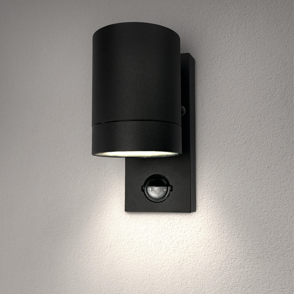 Ledvion LED Outdoor Wall Light with PIR Sensor - GU10 - Waterproof - Down Light - Black - Modern