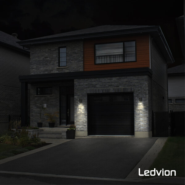 Ledvion LED Outdoor Wall Light with PIR Sensor - GU10 - Waterproof - Down Light - Black - Modern